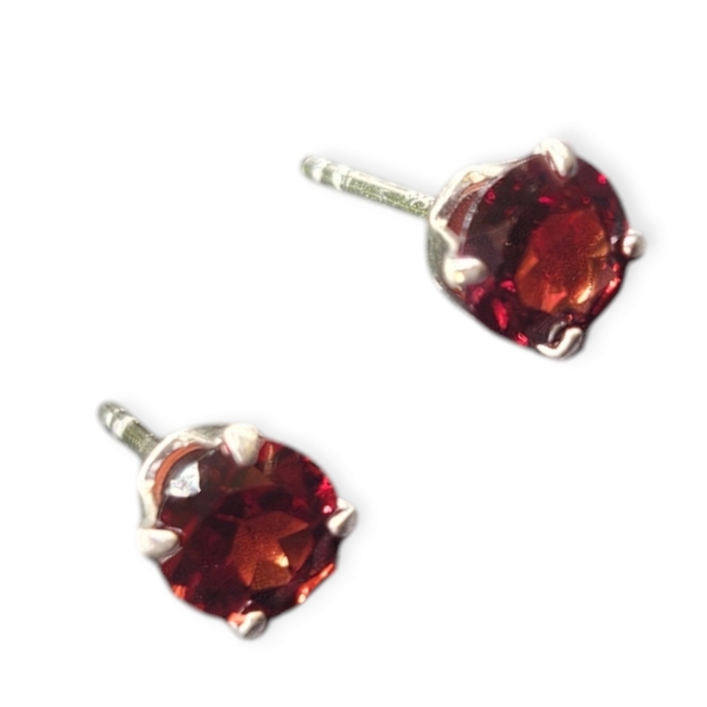 Garnet Solitaire Stud Earrings